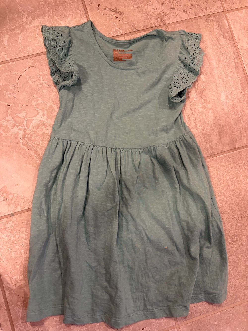 Cat & Jack Light Teal Eyelet Flutter Sleeve Dress